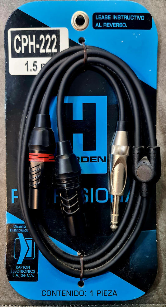 Cable Plug 6.35 a 2 XLR Harden 1.5 m